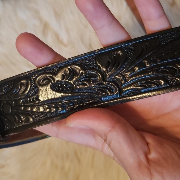 The western shop banff by chamber phoenix black leather hand finished 42 belt - Picture 6 of 8